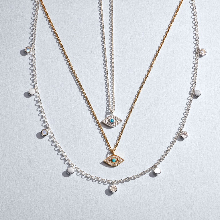 Mini Evil Eye Biography Pendant Necklace in Sterling Silver