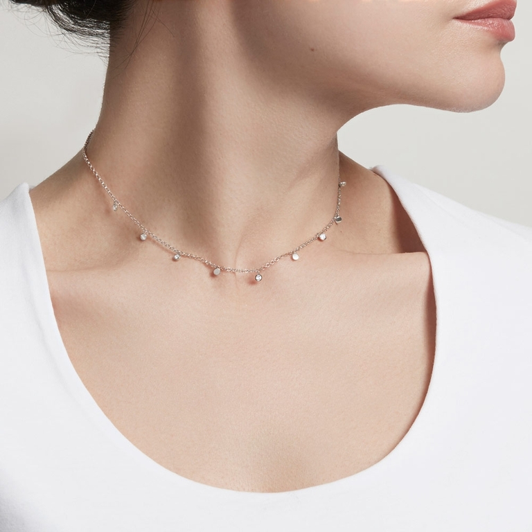 Moonstone Droplet Necklace in Sterling Silver 