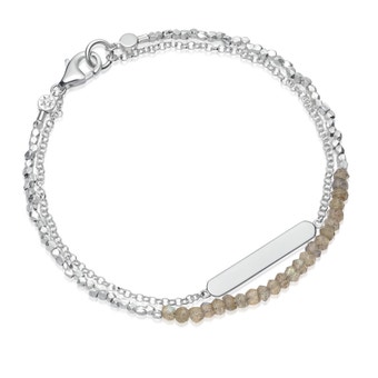 Engravable Plate Labradorite Biography Bracelet IN STERLING Silver