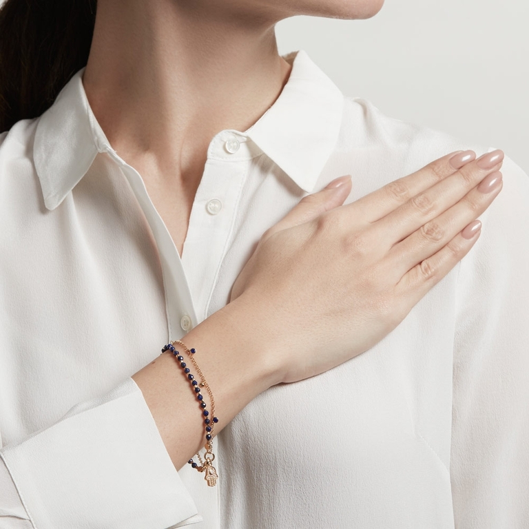 Adorned Lapis Hamsa Biography Bracelet | 18 Ct Yellow Gold Vermeil | Astley Clarke