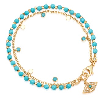 Adorned Turquoise Evil Eye Biography Bracelet Yellow