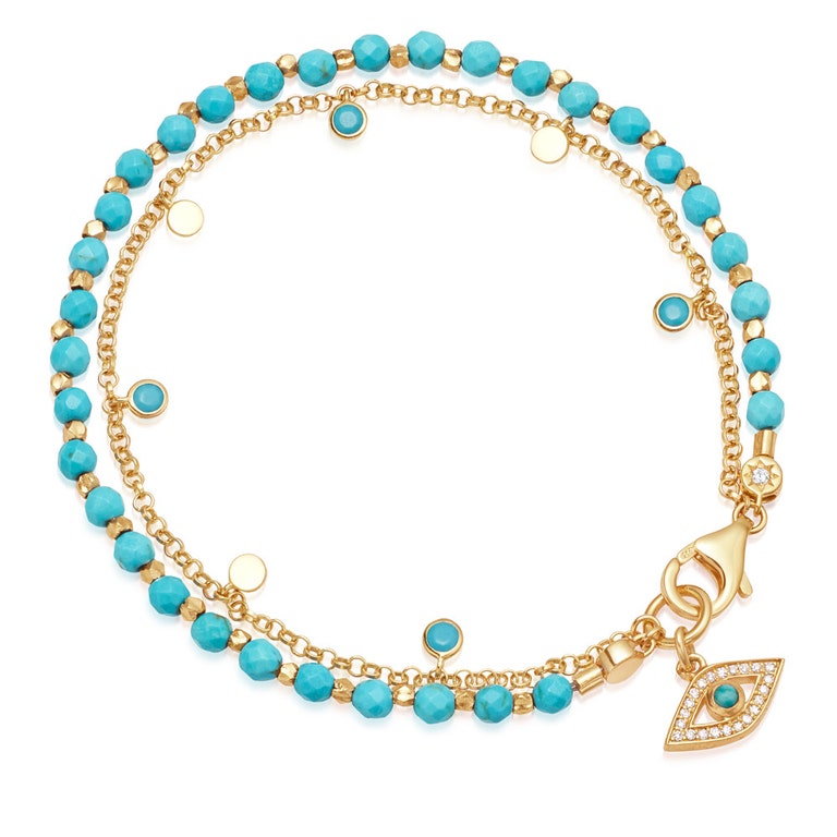 Adorned Turquoise Evil Eye Biography Bracelet Yellow