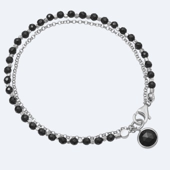 Black Onyx Biography Bracelet | 925 Sterling Silver 