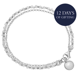 Silver Biography Rainbow Moonstone Charm Bracelet
