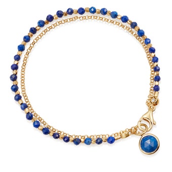 Lapis Charm Biography Bracelet - Yellow