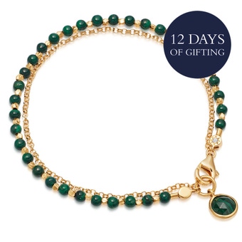 Gold Biography Malachite Charm Bracelet