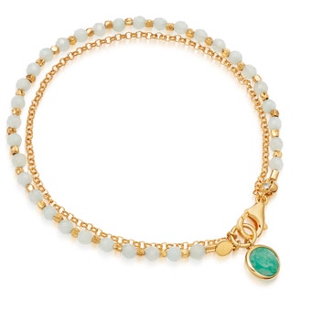 Amazonite Charm Biography Bracelet Gold