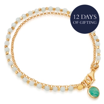 Gold Biography Amazonite Charm Bracelet