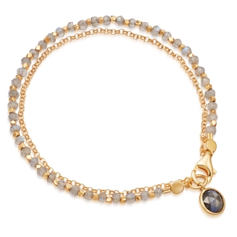 Labradorite Charm Biography Bracelet - Yellow
