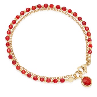 Red Agate Biography Bracelet in Yellow Gold Vermeil | Astley Clarke