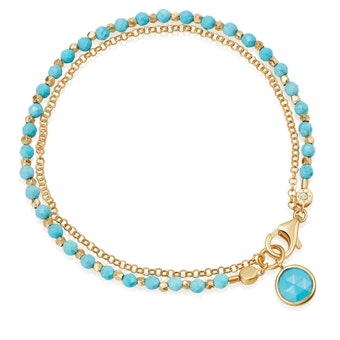 Turquoise Biography Bracelet in Yellow Gold Vermeil | Astley Clarke