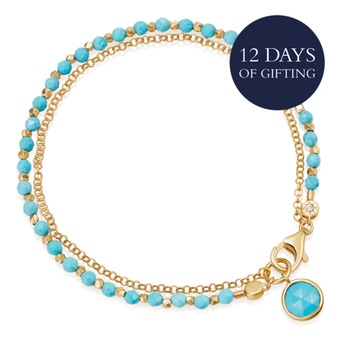 Gold Biography Turquoise Charm Bracelet