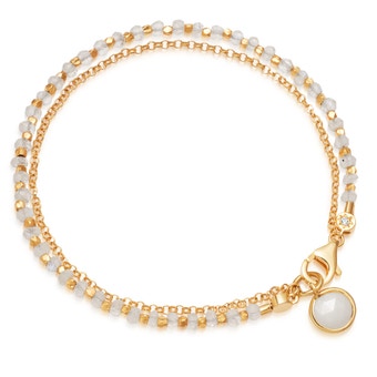 Gold Biography Rainbow Moonstone Charm Bracelet