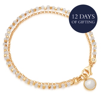 Gold Biography Rainbow Moonstone Charm Bracelet