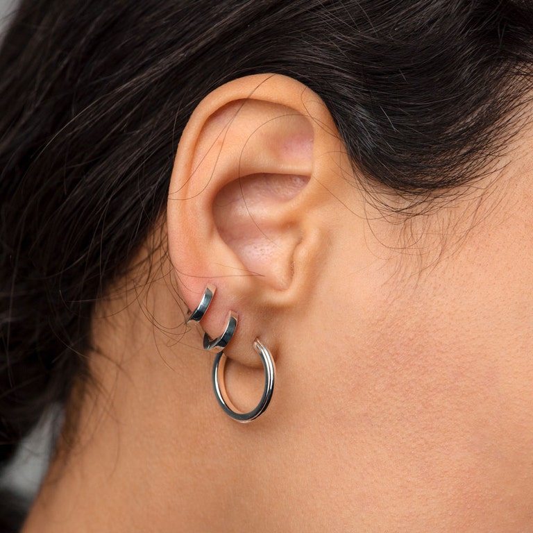 Silver Celestial Linia Small Hoop Earrings
