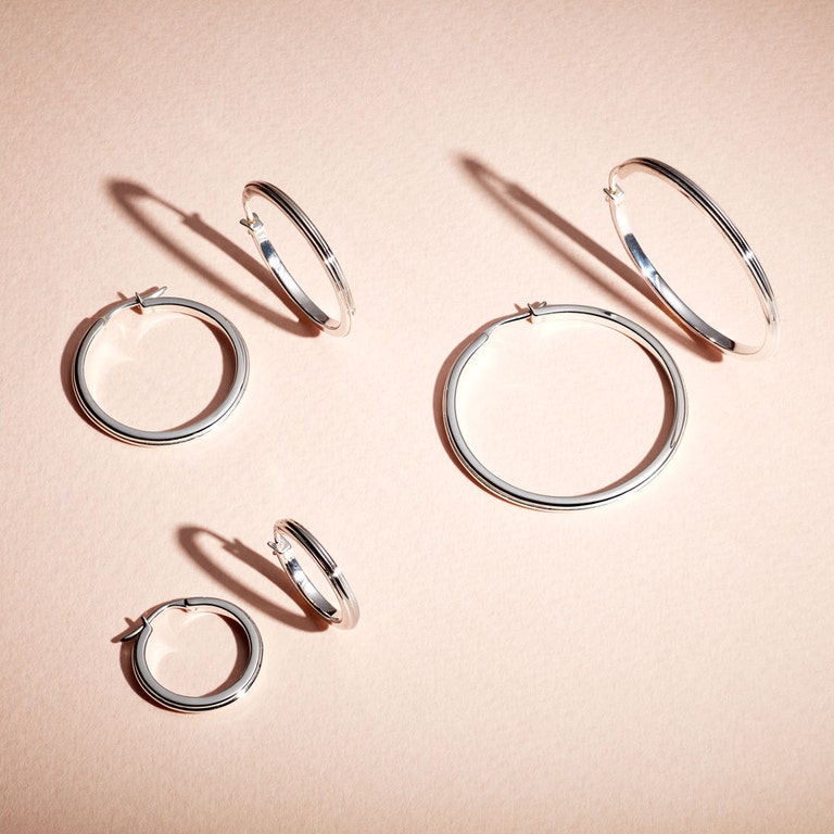 Silver Celestial Linia Small Hoop Earrings