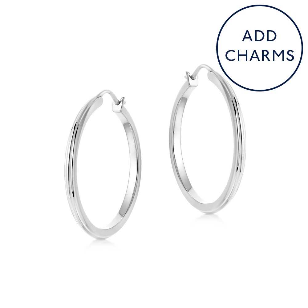 Silver Celestial Linia Medium Hoop Earrings