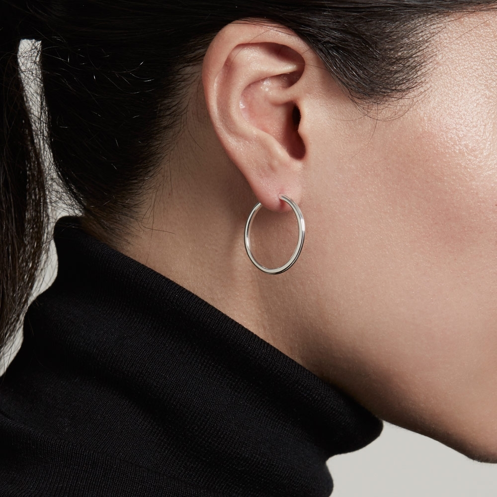 Real silver shop hoop earrings medium