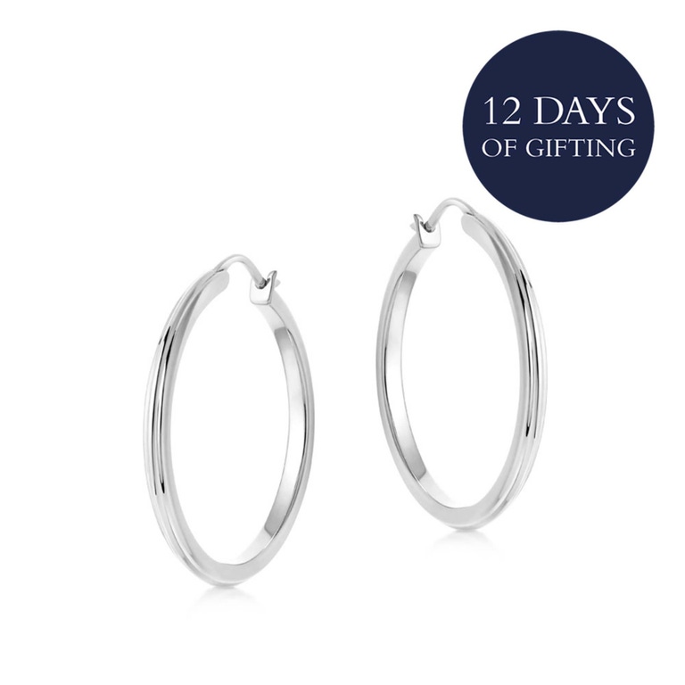 Silver Celestial Linia Medium Hoop Earrings