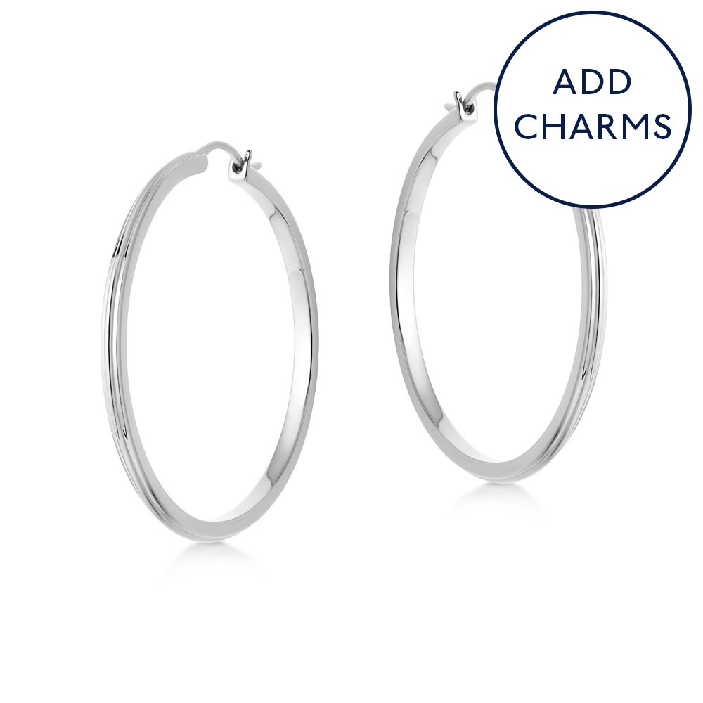 Silver Celestial Linia Large Hoop Earrings