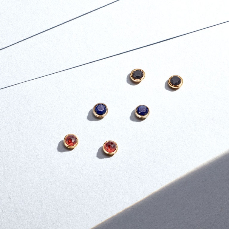 Gold Stilla Mini Lapis Stud Earrings 