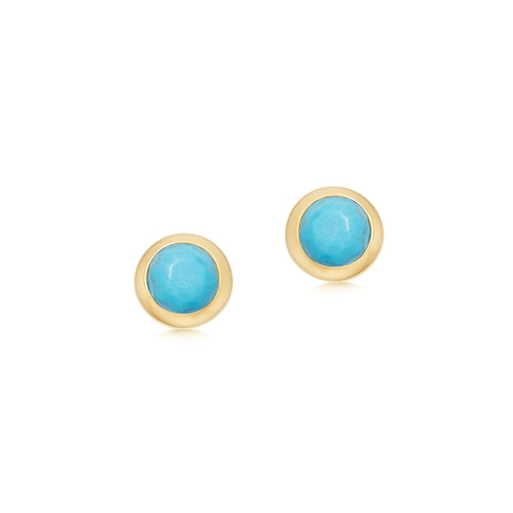 Silver Small Round Semi-Precious Stone Stud Earrings – NinaBreddal