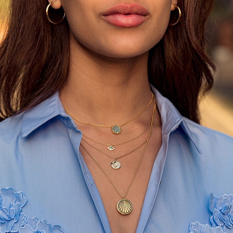 Paloma Milky Aquamarine Pendant Necklace in Yellow Gold Vermeil