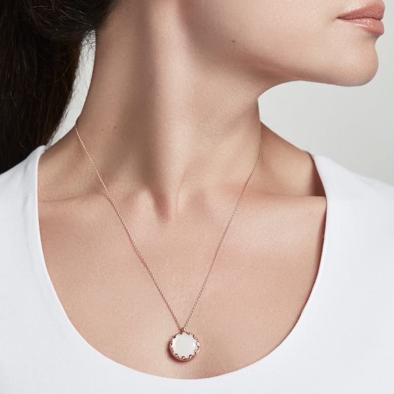 Paloma Moonstone Locket Necklace in Rose Gold Vermeil