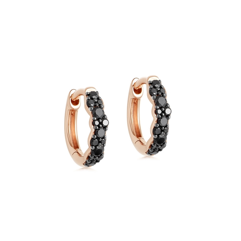 Mini Interstellar Black Diamond Hoop Earrings