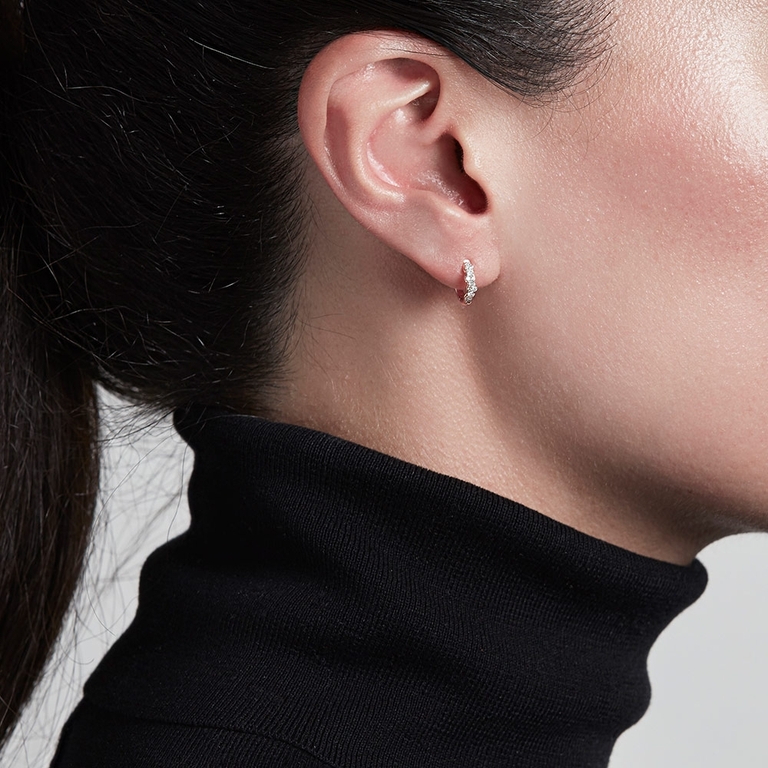 Mini Interstellar Single Diamond Hoop Earring