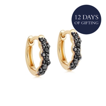 Solid Gold Interstellar Mini Black Diamond Huggie Earrings