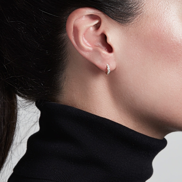 Mini Interstellar Single Diamond Hoop Earring
