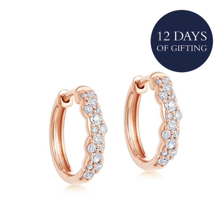 Solid Rose Gold Interstellar Medium Diamond Hoop Earrings