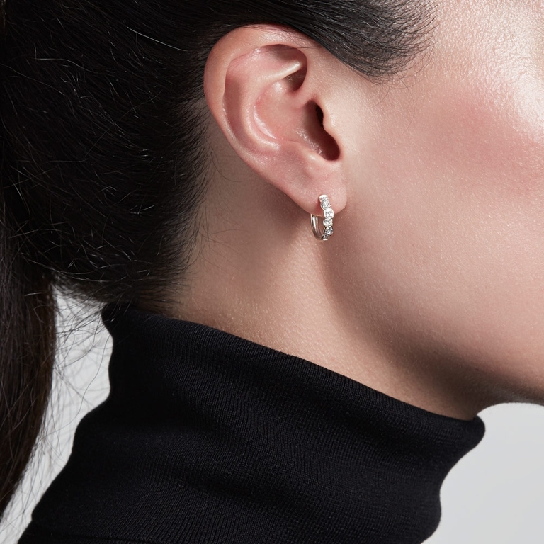 Medium Interstellar Diamond Hoop Earrings 