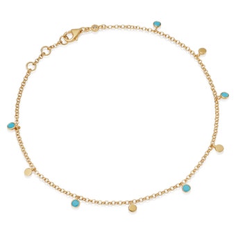 Biography Turquoise Droplet Anklet Gold