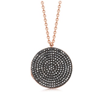 Large Black Diamond Icon Locket in Rose Gold
