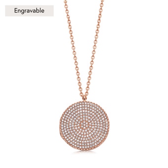 Solid Rose Gold Icon Large Diamond Locket Necklace