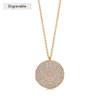 Solid Gold Icon Large Natural Diamond Locket Necklace