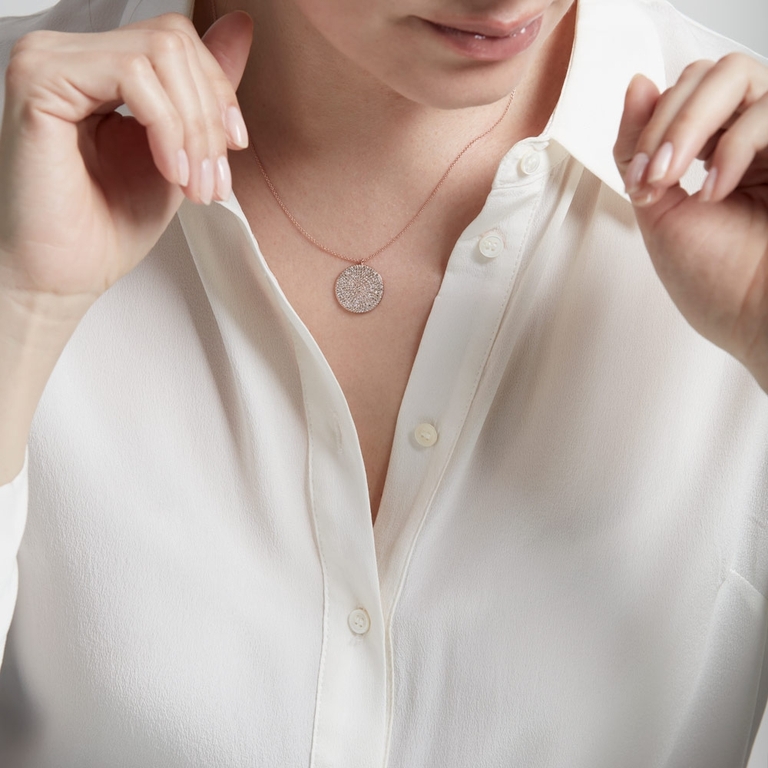 Large Icon Rose Gold Diamond Pendant Necklace in Rose Gold | 14ct Gold Jewellery | Astley Clarke