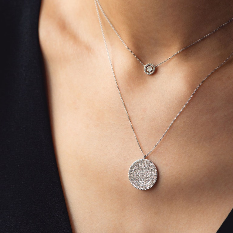 Solid White Gold Icon Aura Natural Diamond Pendant