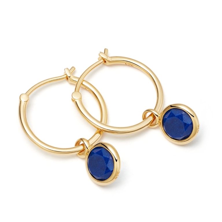 Stilla Lapis Lazuli Drop Hoop Earrings