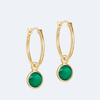 Stilla Green Onyx Drop Hoop Earrings