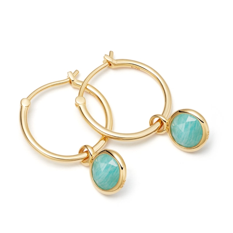 Stilla Amazonite Drop Hoop Earrings