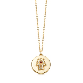 Biography Hamsa Locket Necklace in Yellow Gold Vermeil