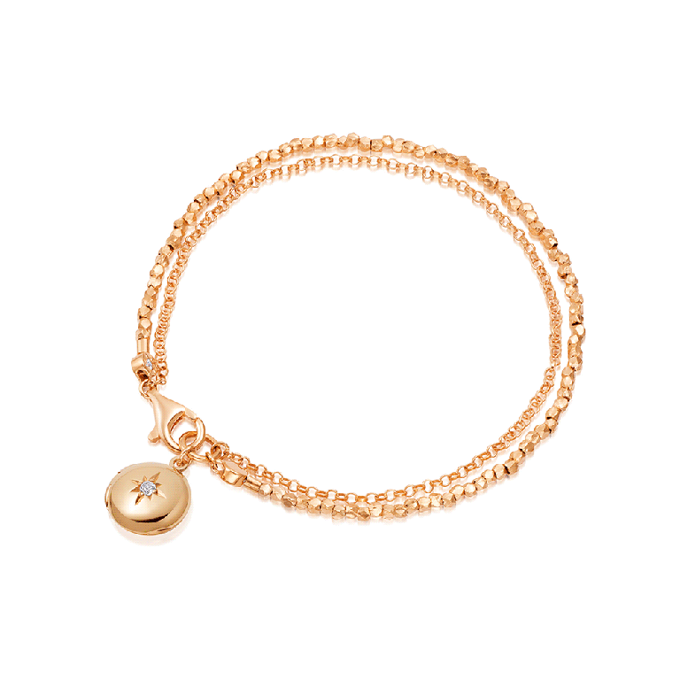 personalised rose gold locket bracelet with photo and engraving