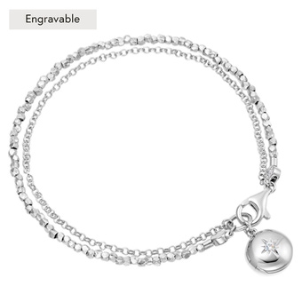 Silver Biography Locket Bracelet
