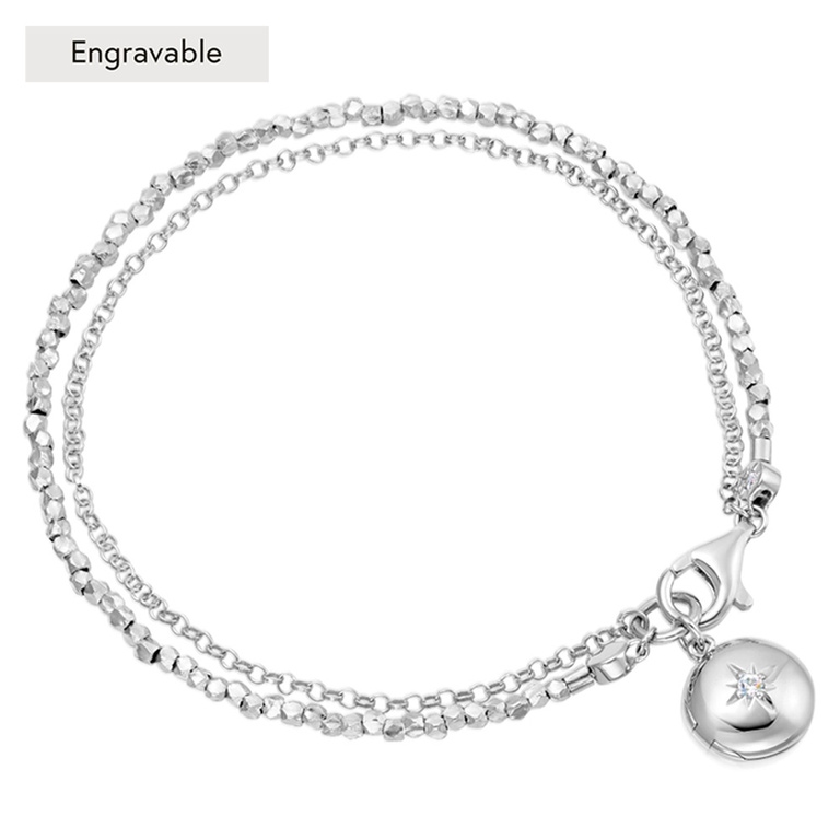Silver Biography Locket Bracelet