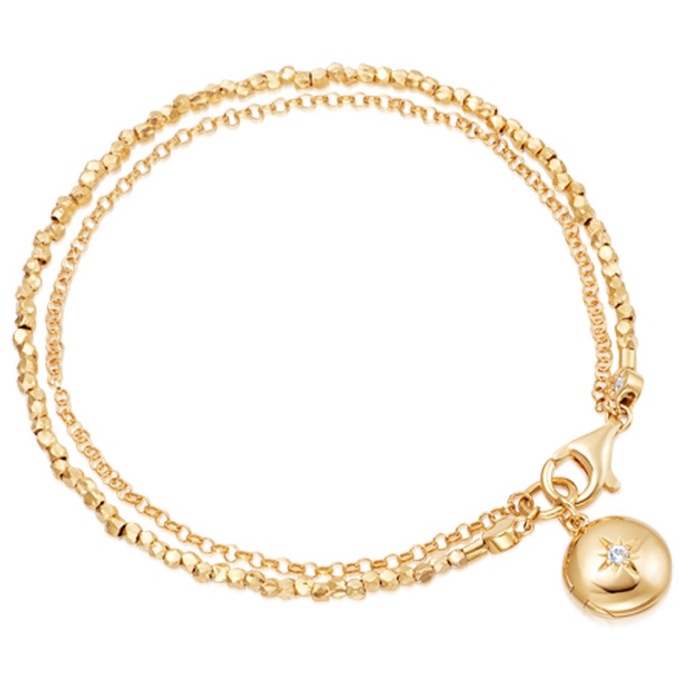 Gold Biography Locket Bracelet