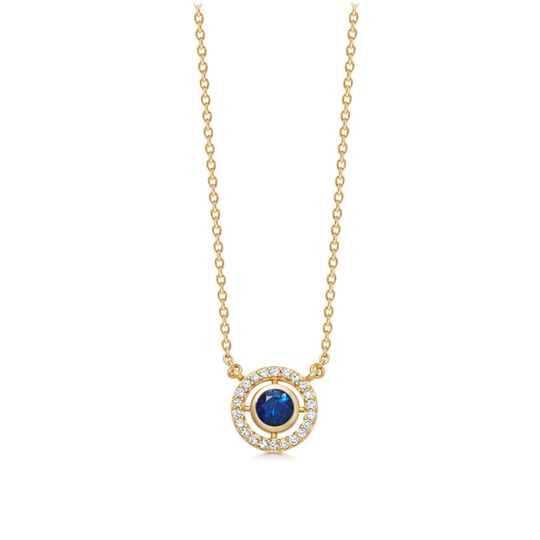 Mini Icon Aura Gold Blue Sapphire Pendant Necklace