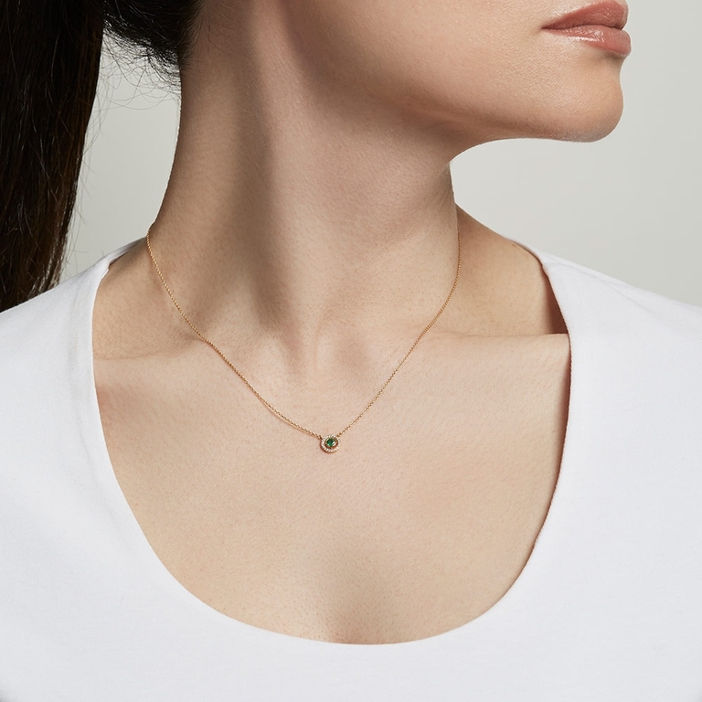 Mini Icon Aura Gold Emerald Pendant Necklace